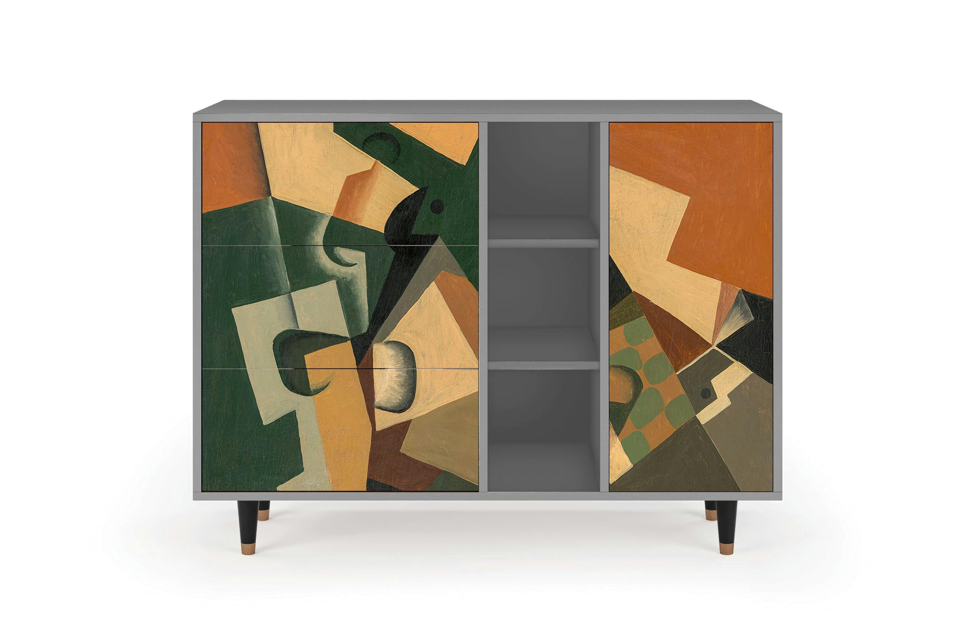 GLASS AND CHECKERBOARD BY JUAN GRIS - Buffet  multicolore 3 tiroirs et 1 porte L 125 cm