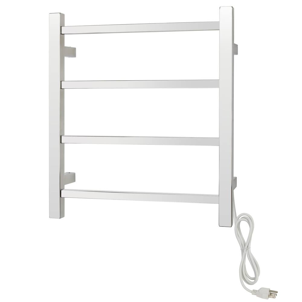 WarmlyYours Palma Electric Towel Warmer, Polished Stainless Steel, 4-Bars