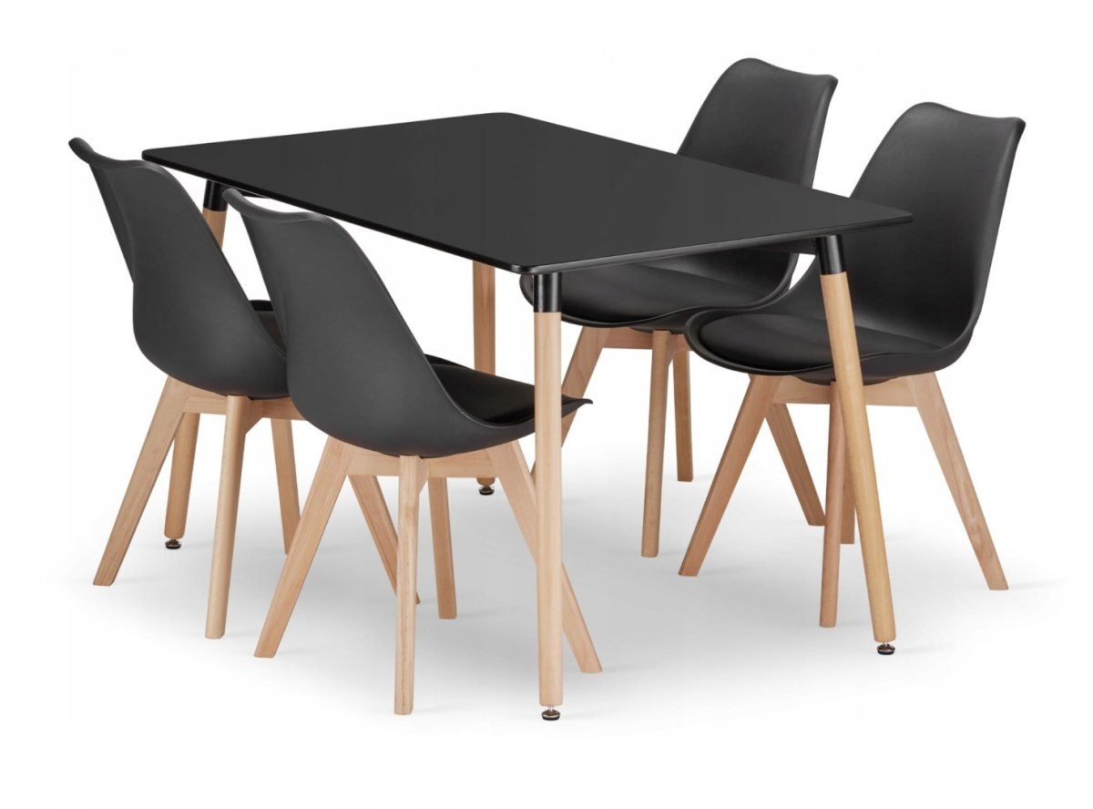 Zestaw stół prostokątny ADRIA 120x80 czarny   4 krzesła MARK