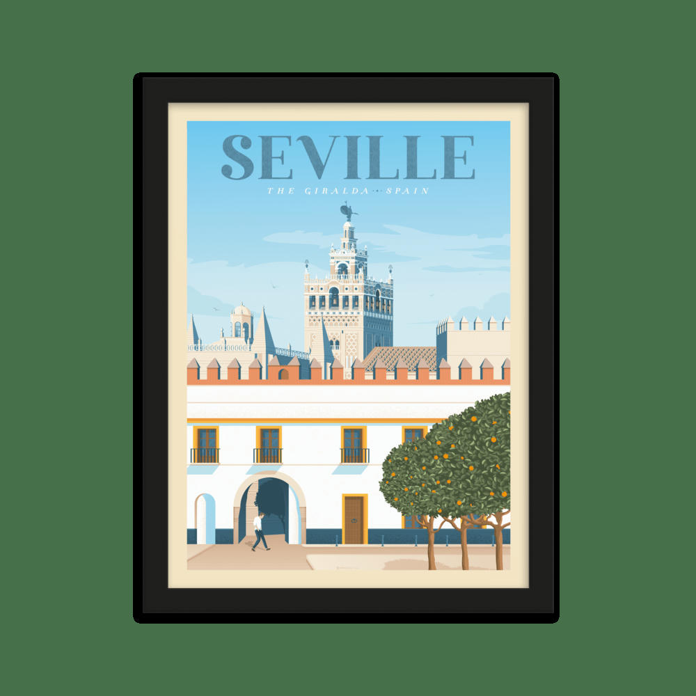 - Affiche Seville Espagne + Cadre Bois noir 21x29,7 cm