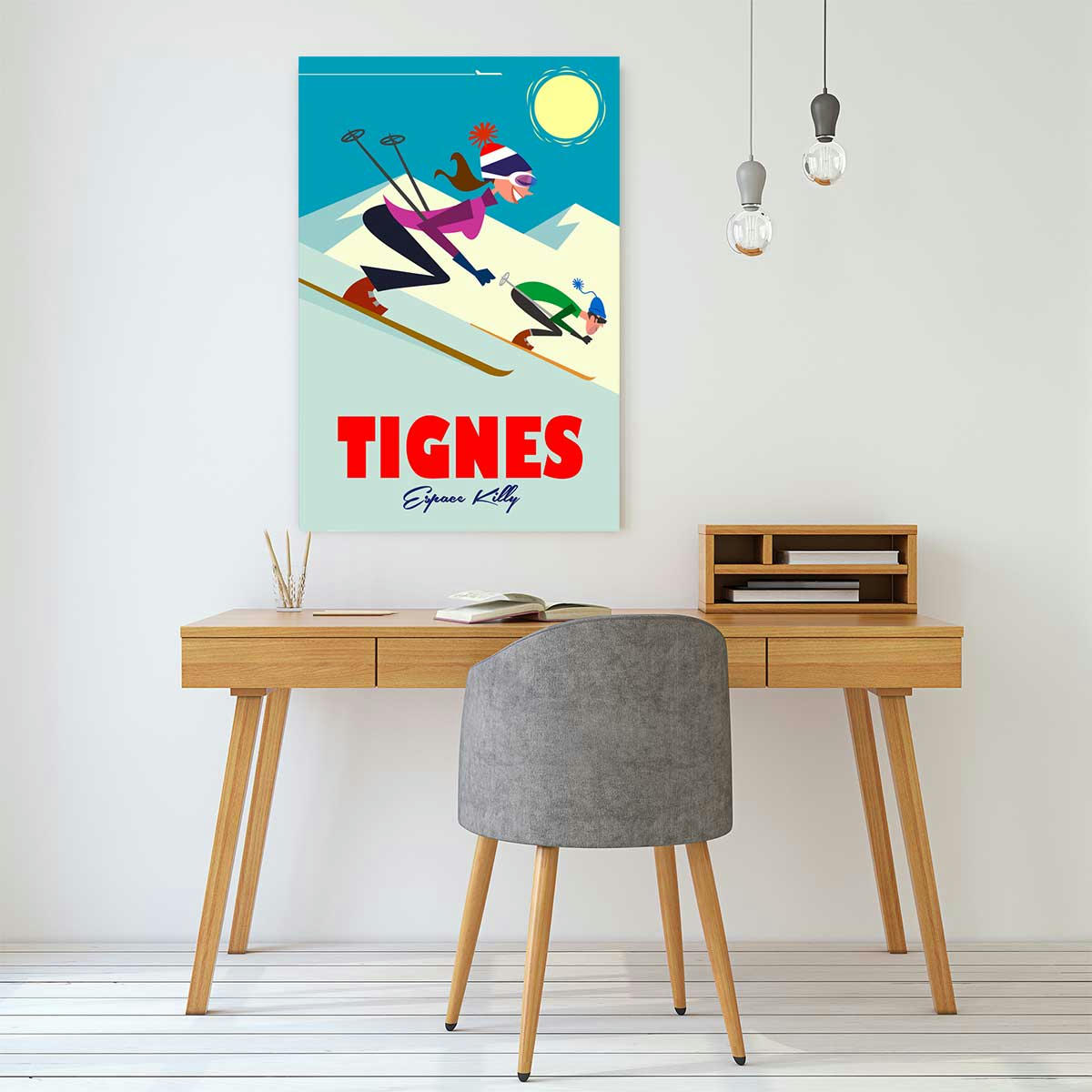 - Tableau ski à tignes imprimé sur toile 60x90cm