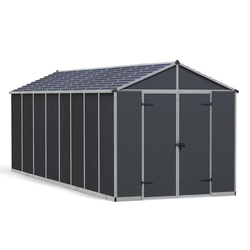 Abri de jardin en résine Rubicon gris 2,37 x 6,03 x 2,35 m CANOPIA