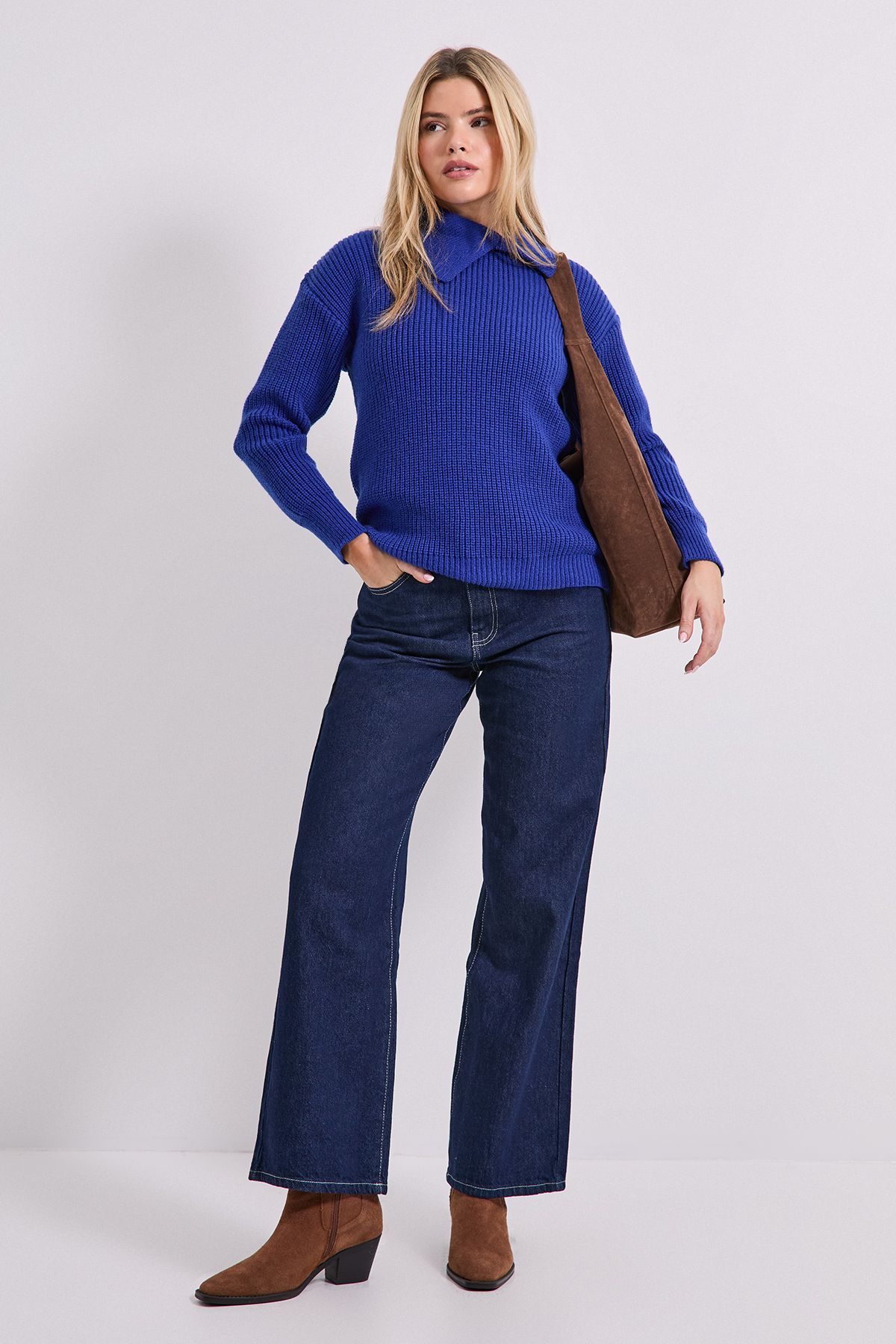 Dorothy Perkins Split Neck Ribbed Jumper