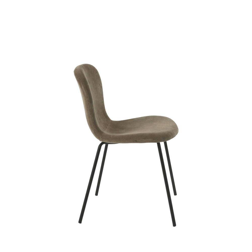 DAIA - Chaise en velours côtelé pieds métal bronze