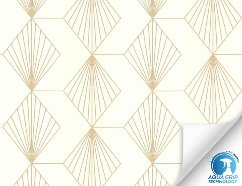 Vorgeleimte Vliestapete Grafik Beige, Gold
