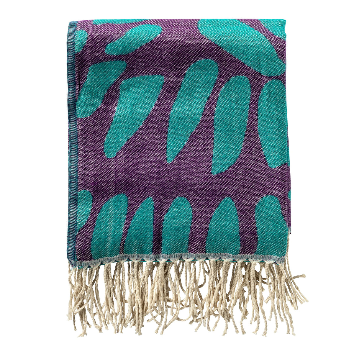 AZURA - plaid 130x170 cm - franjes - Dynasty Green - groen, paars