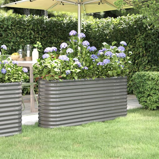 NNEVL Garden Planter Powder-coated Steel 152x40x68 cm Grey