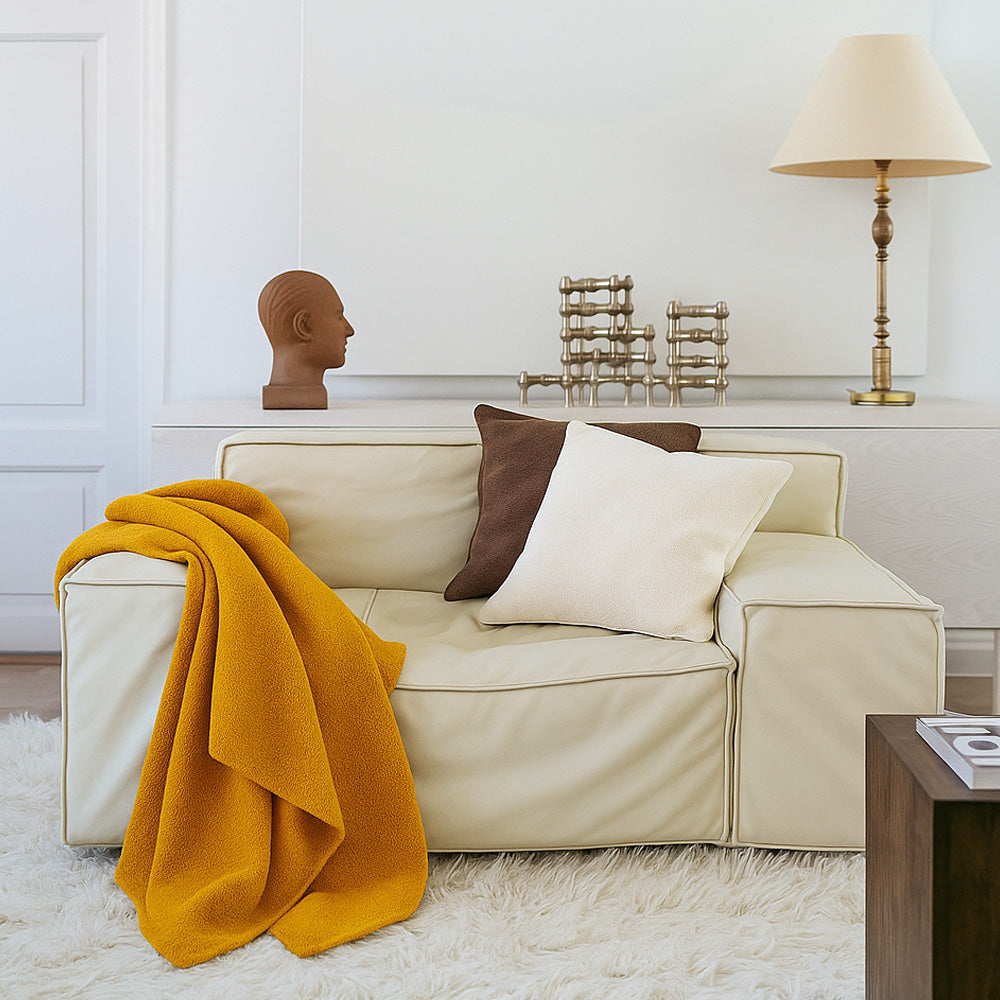 Klippan 100% wollen deken - Boucle -oker - 140x200cm
