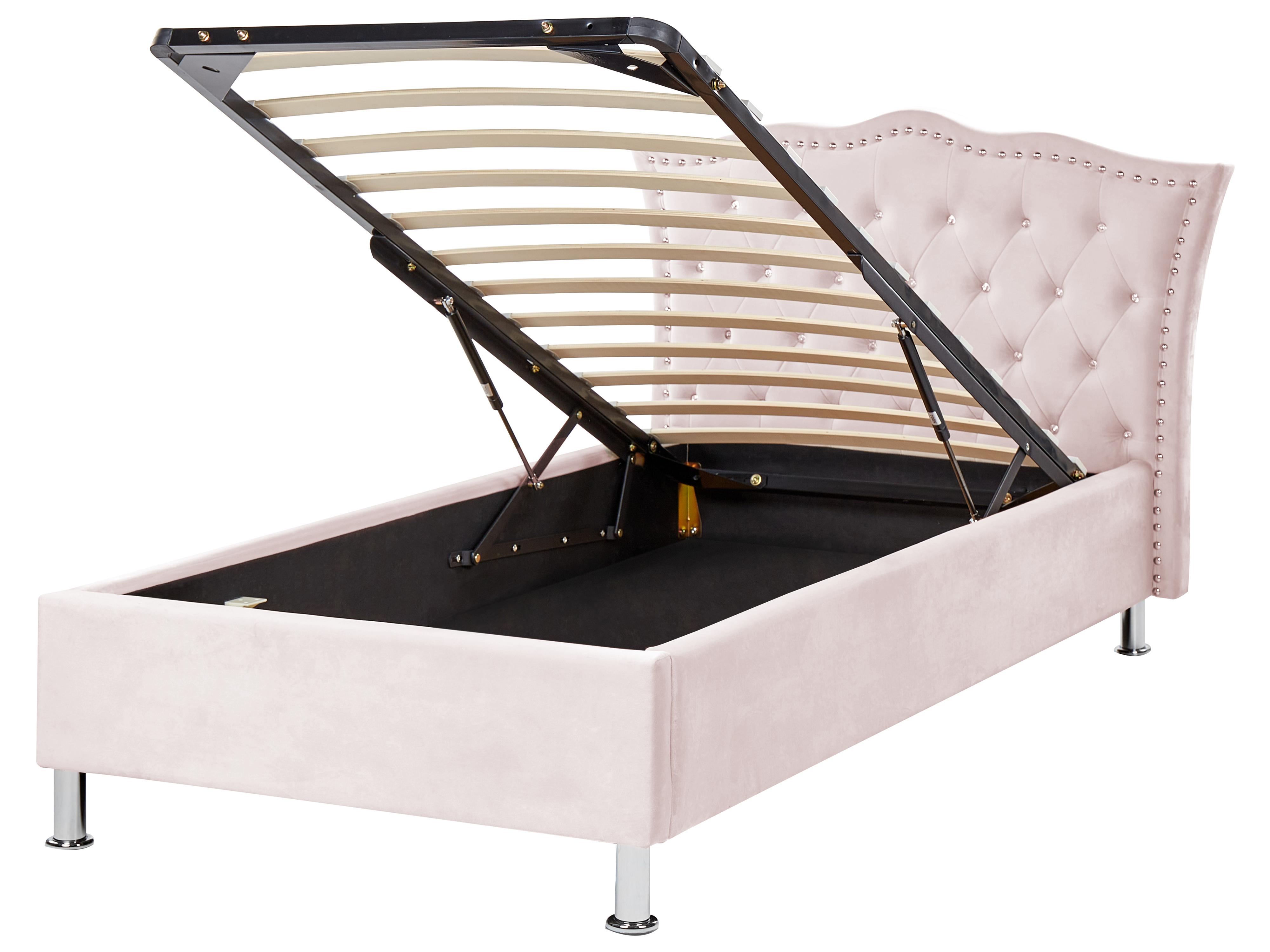 Bed Velvet METZ 90 x 200 cm (EU Single) Pastel Pink