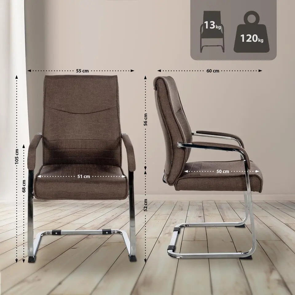 CLP Set van 2 Eetkamerstoel Hobart Stof - bruin