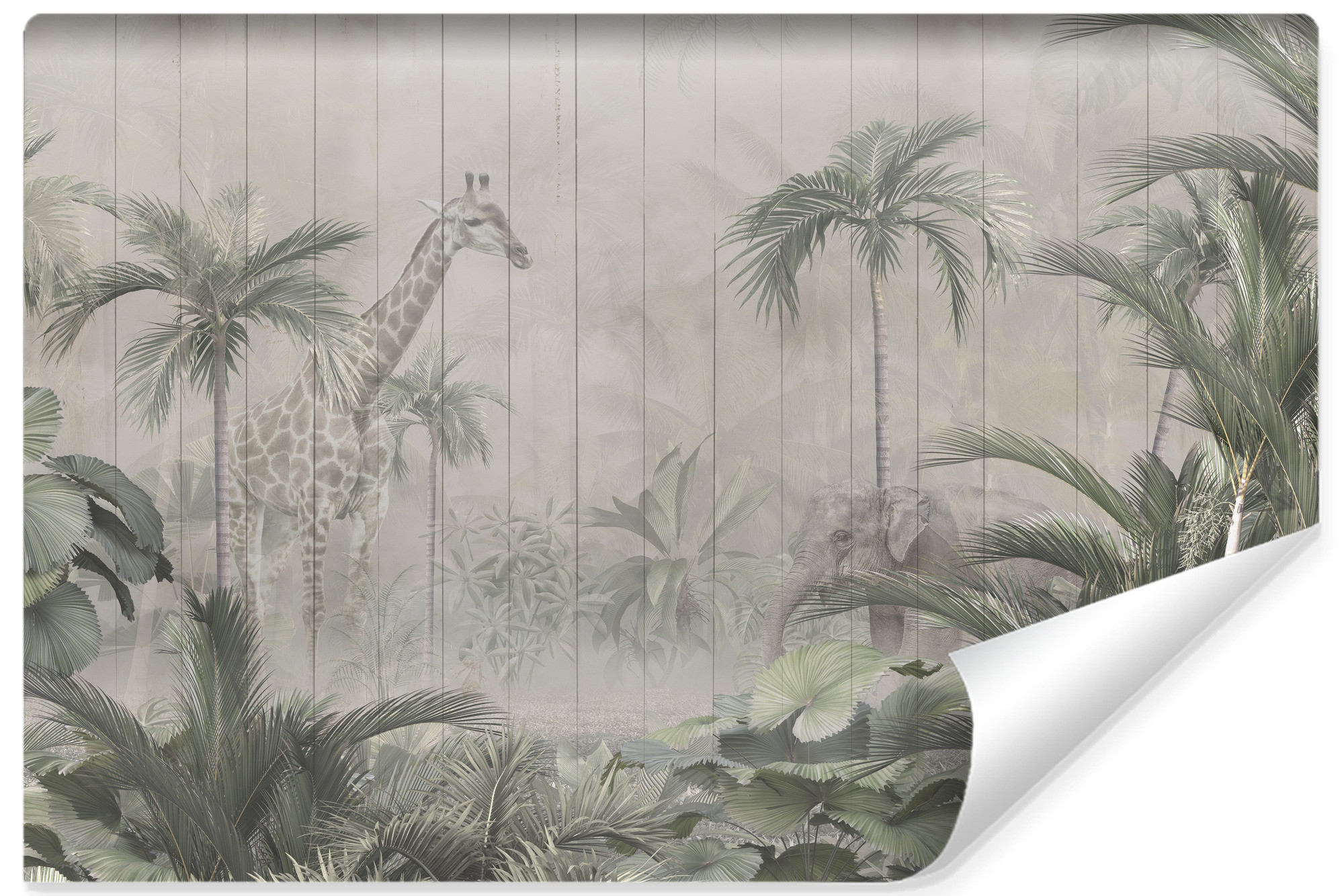 Fototapeta Tropikalny Las Na Imitacji Desek 90x60cm