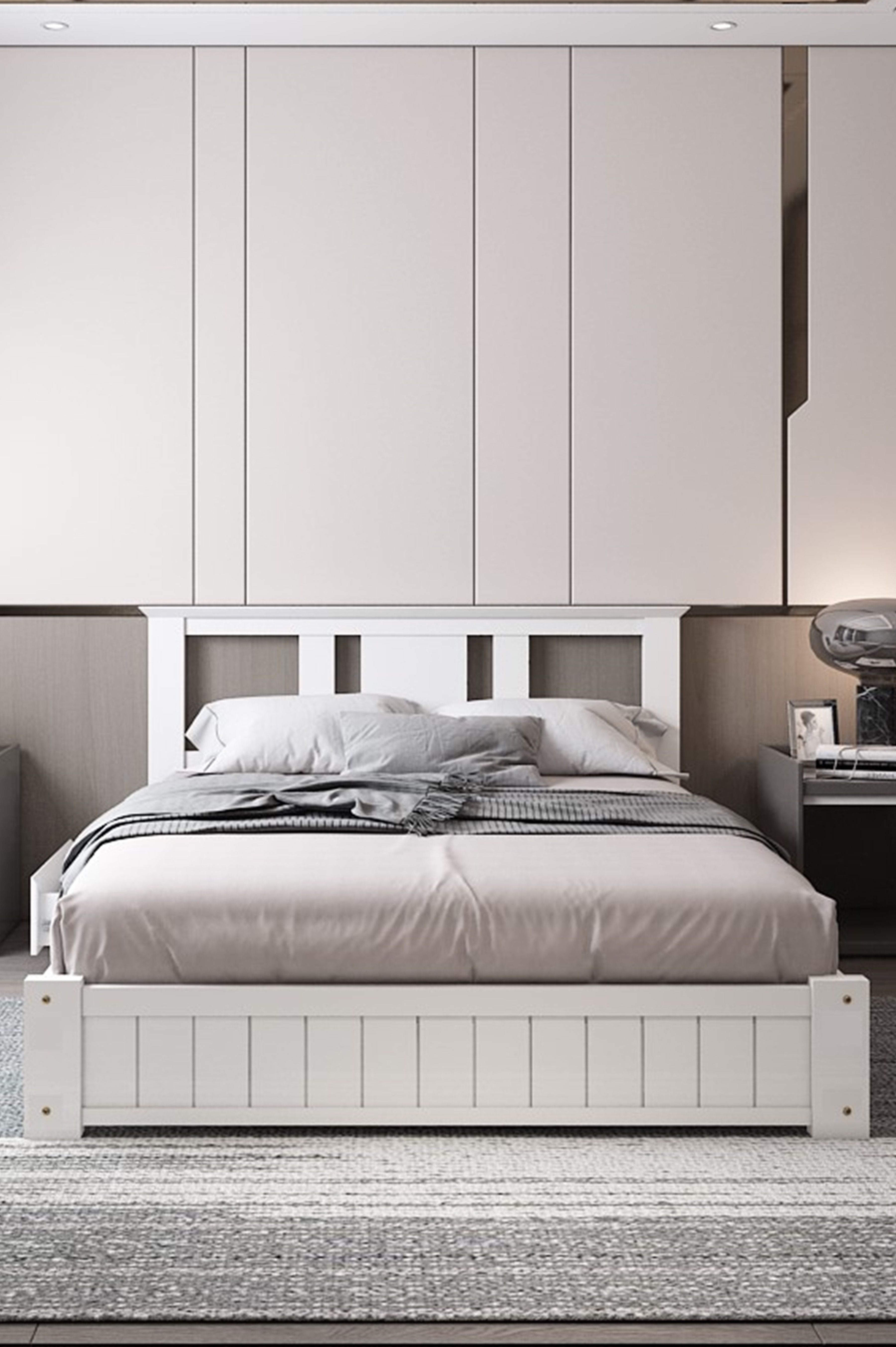 Somnior Elwood Solid Wooden Bed Frame with 3 Drawers