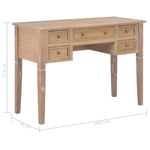 NNEVL Writing Desk Brown 109.5x45x77.5 cm Wood