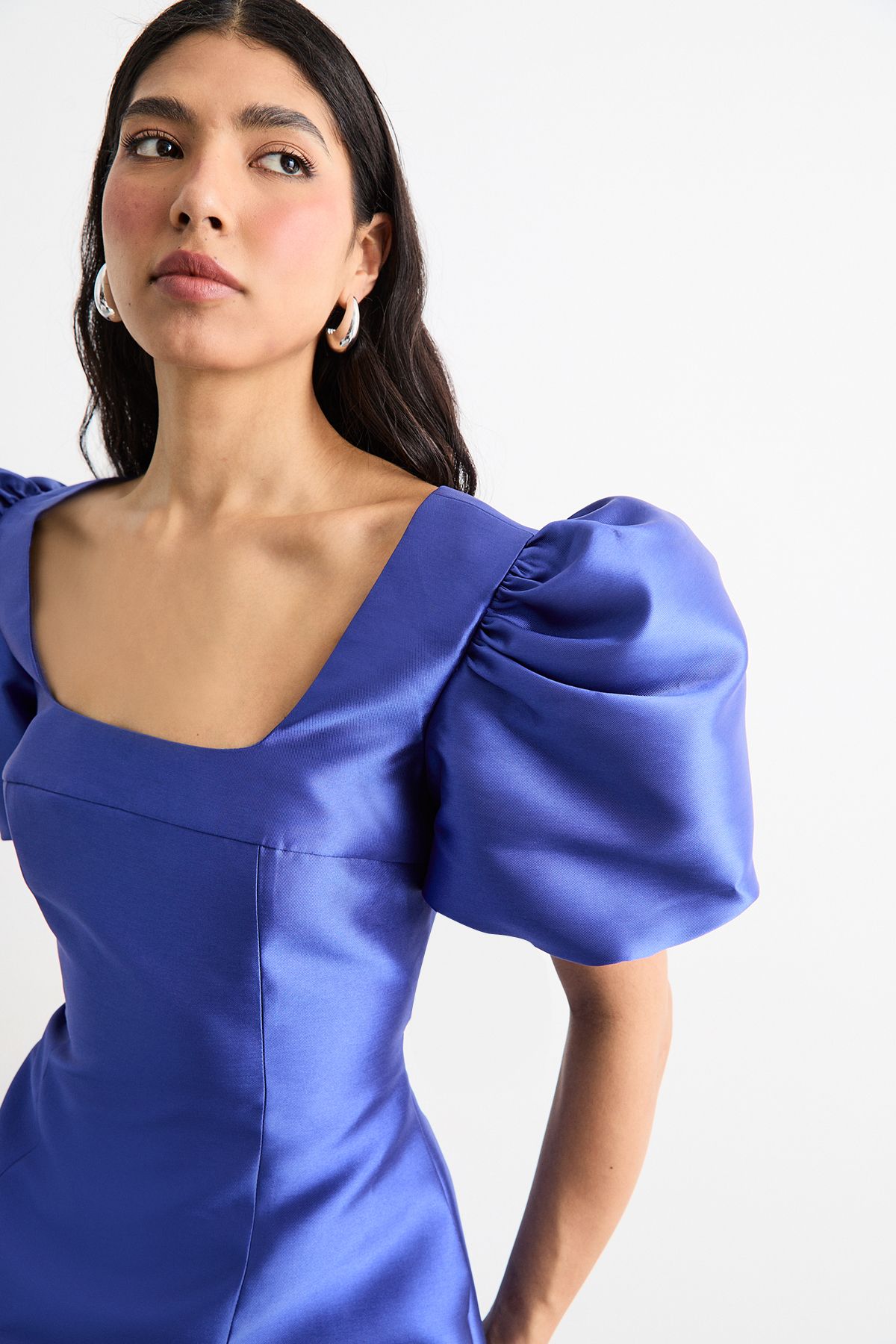 Warehouse Puff Sleeve A-Line Mini Dress