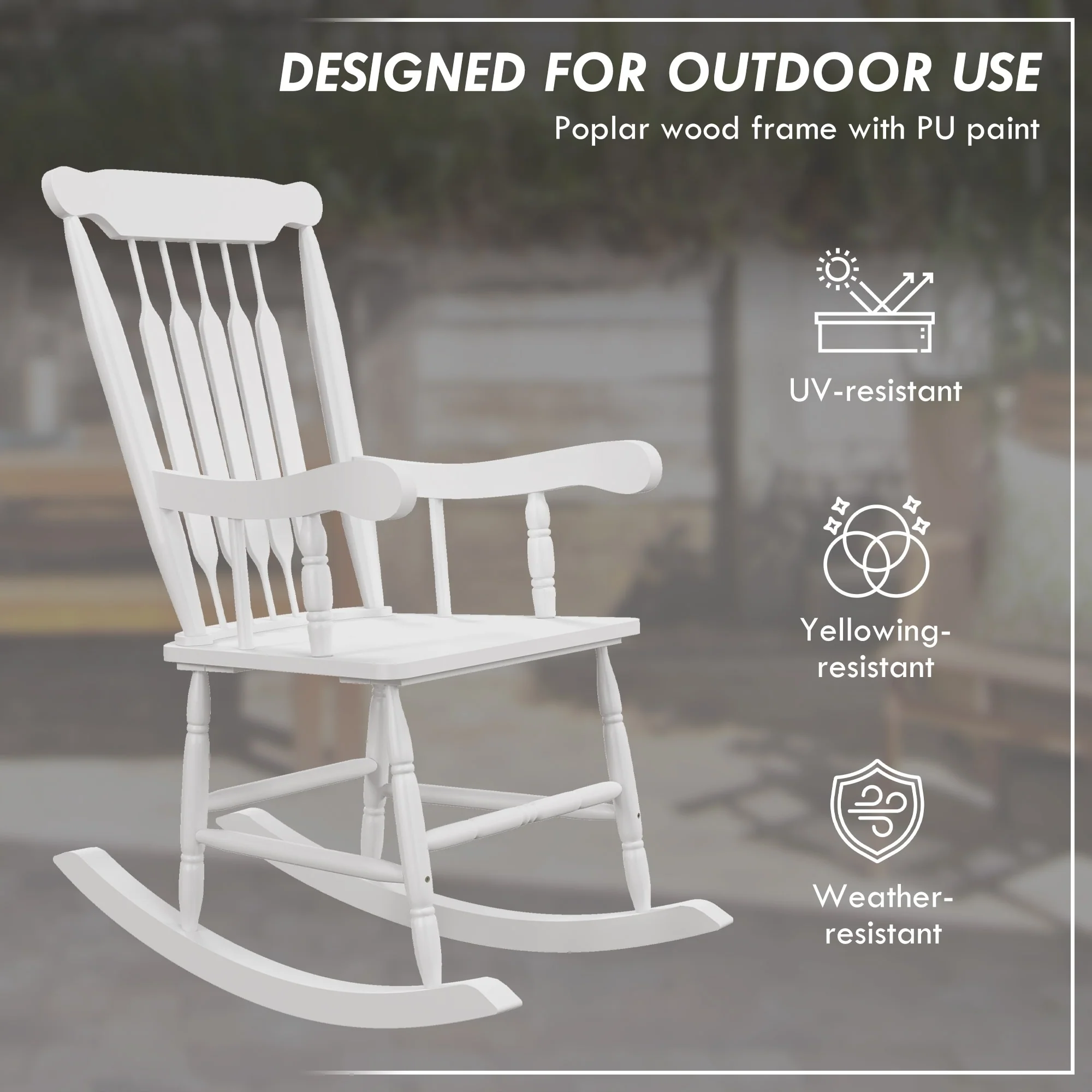 Outsunny Outdoor Wood Rocking Chairs Set Of 2 (Excluding the table)