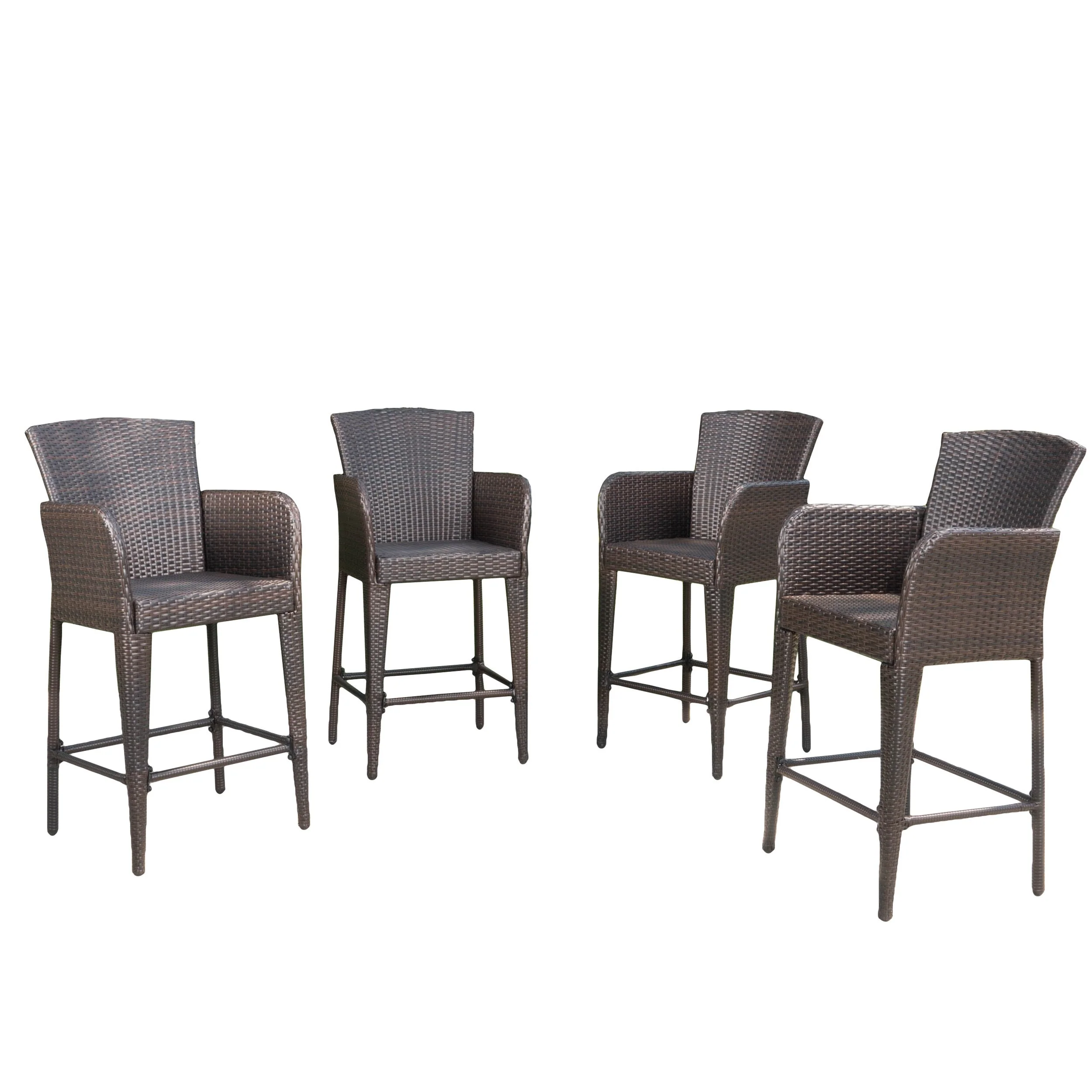Anaya Outdoor Wicker Barstool (Set of 4) by Christopher Knight Home - N/A