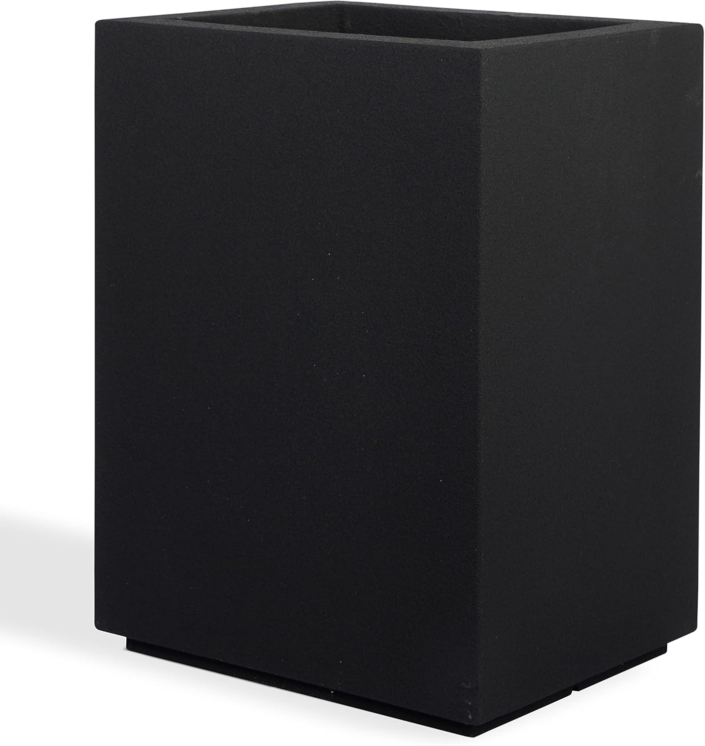 PolyStone Cozumel Tall Modern Outdoor/Indoor Column Planter  18 L x 23 W x 30 H  Lightweight  Heavy Duty  Weather Resistant  Polymer Finish  Commercial Grade and Residentia (Black)