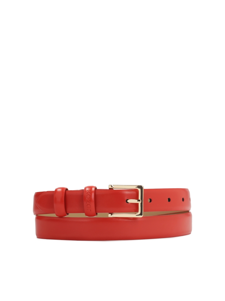 Narrow red leather belt