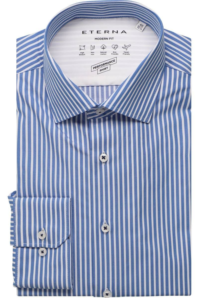 ETERNA Performance Modern Fit Hemd blau, Einfarbig