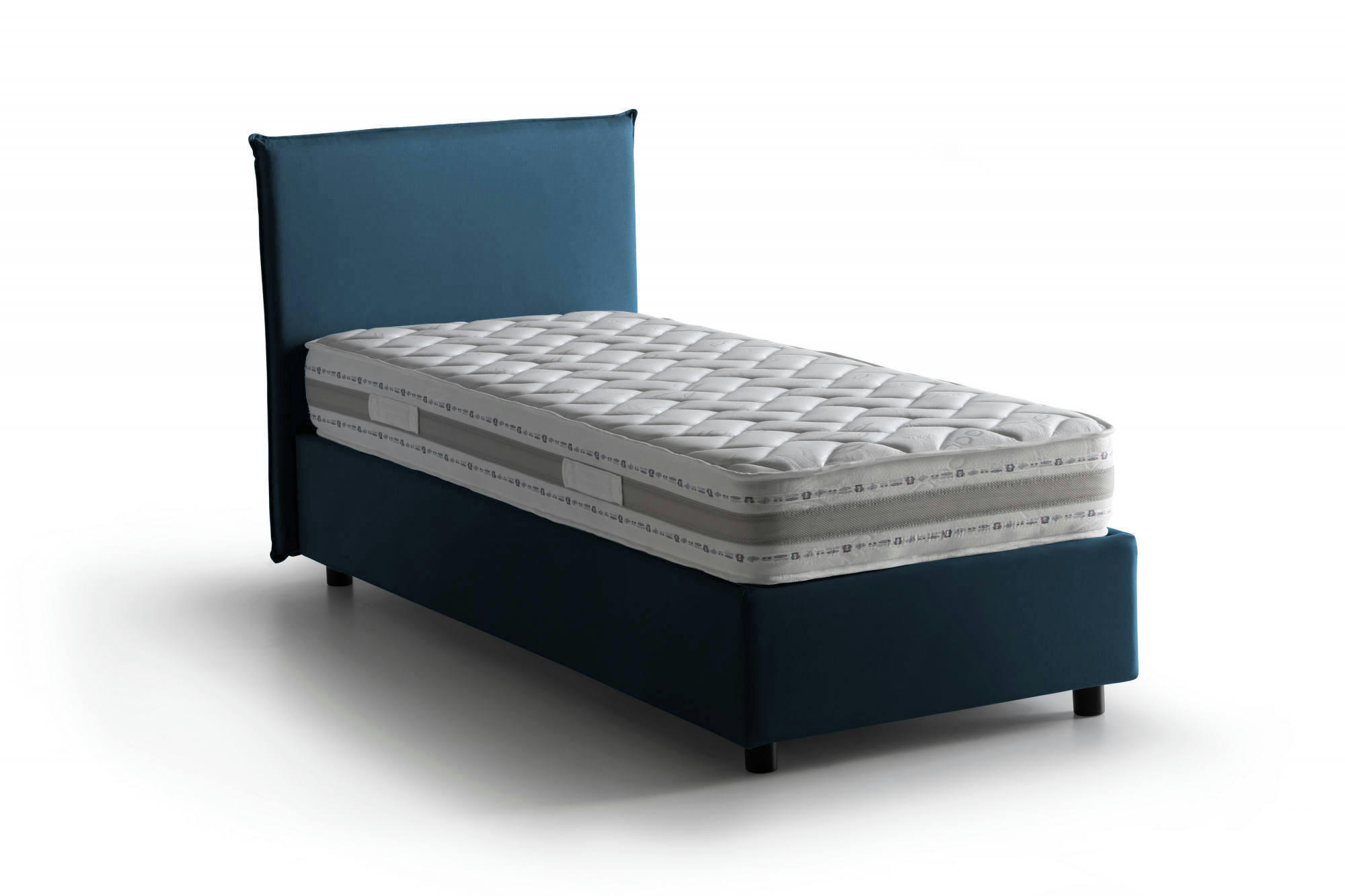 BEATA - Lit coffre 140x190 cm en tissu bleu