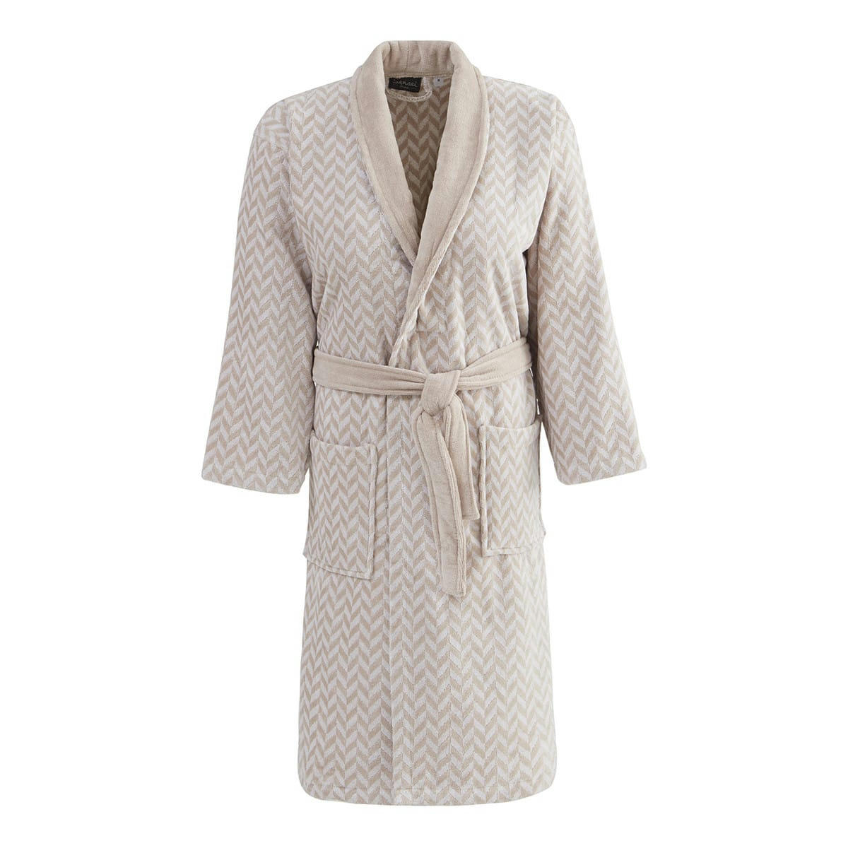 CHEVRON - Peignoir col châle velours  sable M