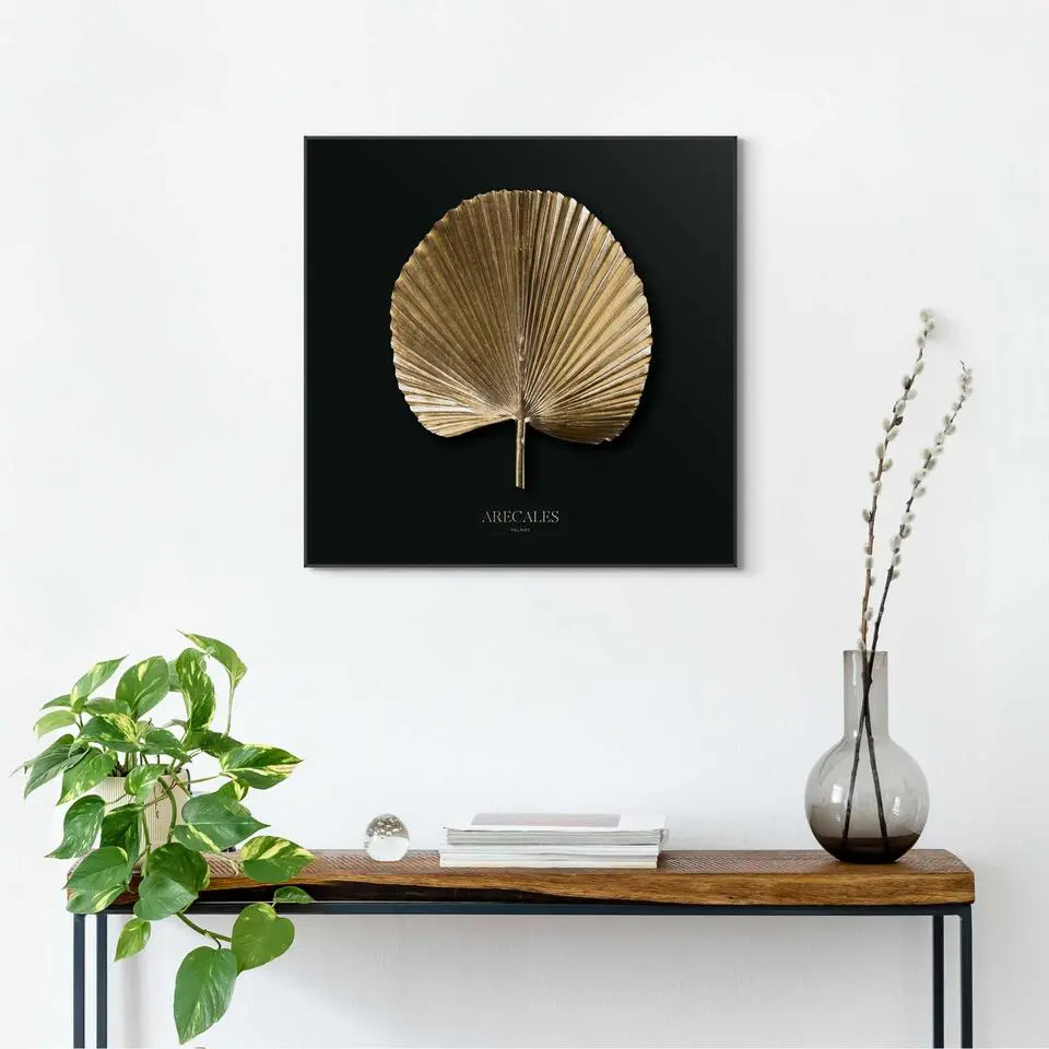 Schilderij Areca Goud - 50 x 50 - Goudkleurig