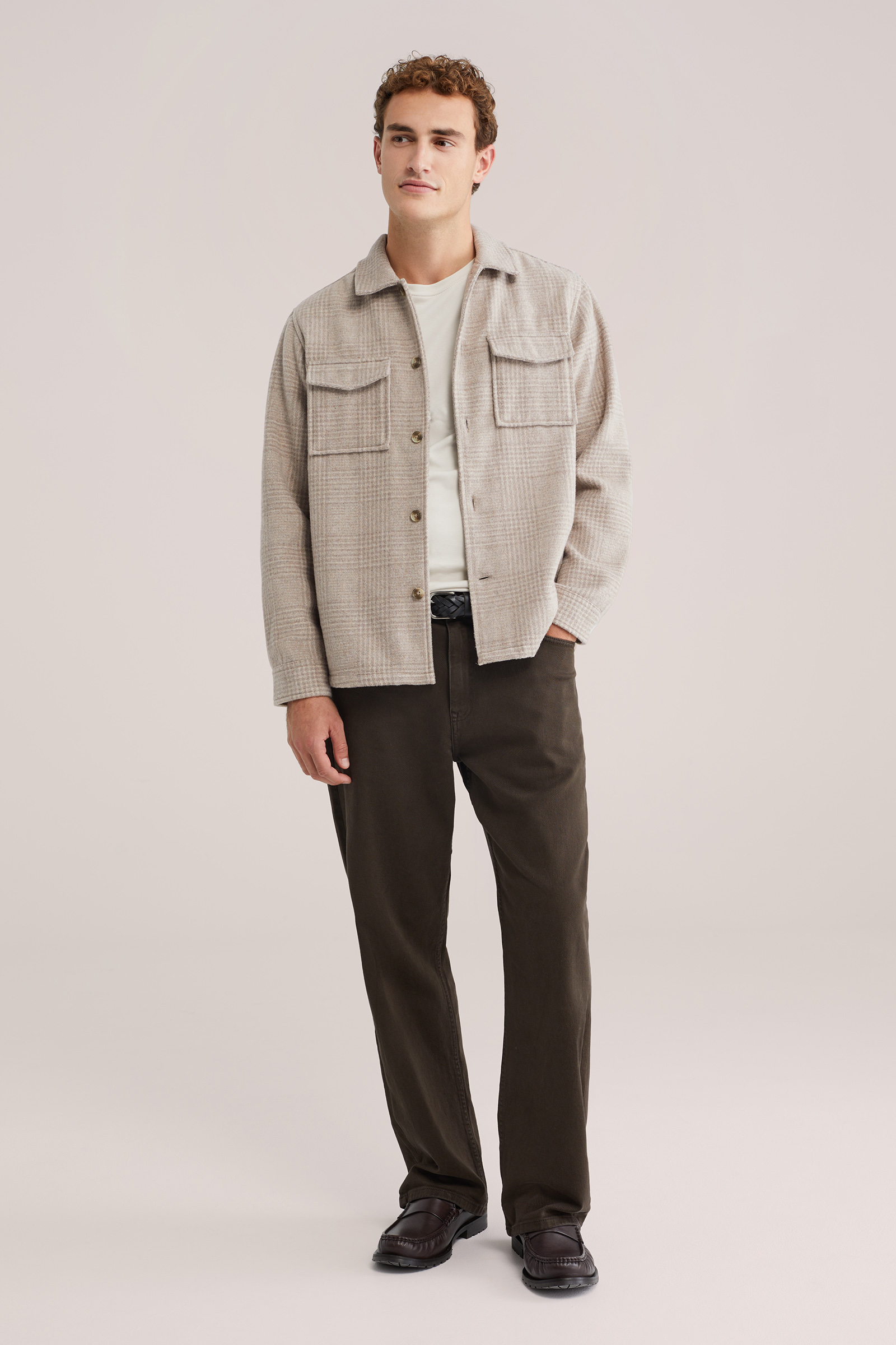 Heren regular fit geweven overshirt met ruit