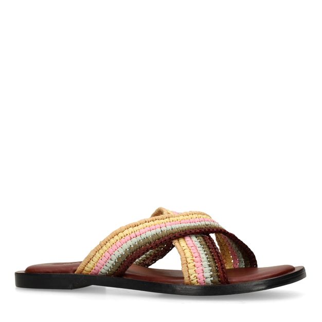 Multicolor gevlochten slippers