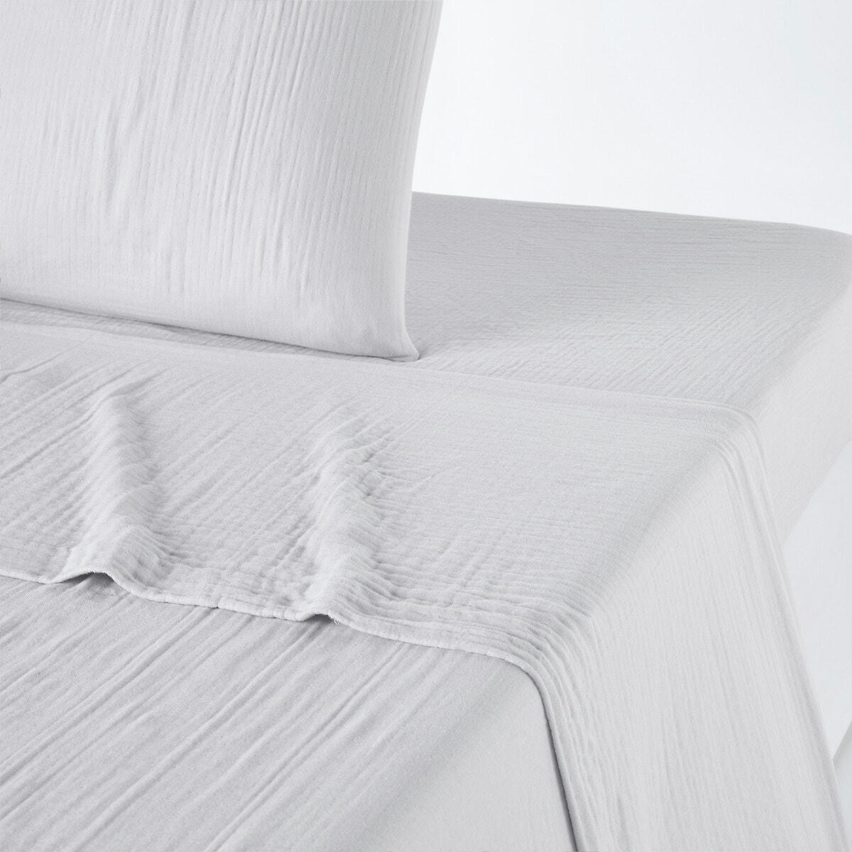 Drap plat uni en gaze de coton, Snow