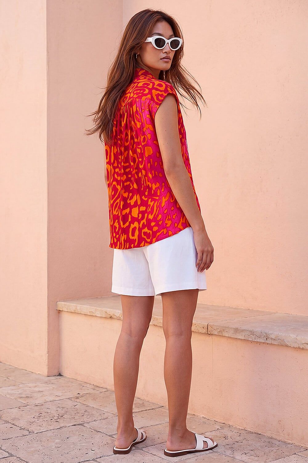 Roman Animal Print Embellished Blouse