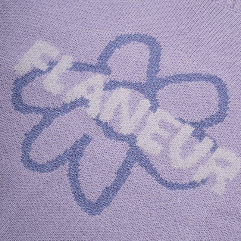 Flaneur Flower Doodle Jacquard Sweater - Purple