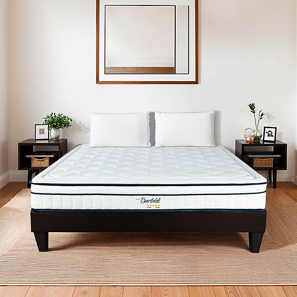Ensemble Bartoldi 90x200 cm Matelas Ressorts ensachés   Sommier Bois