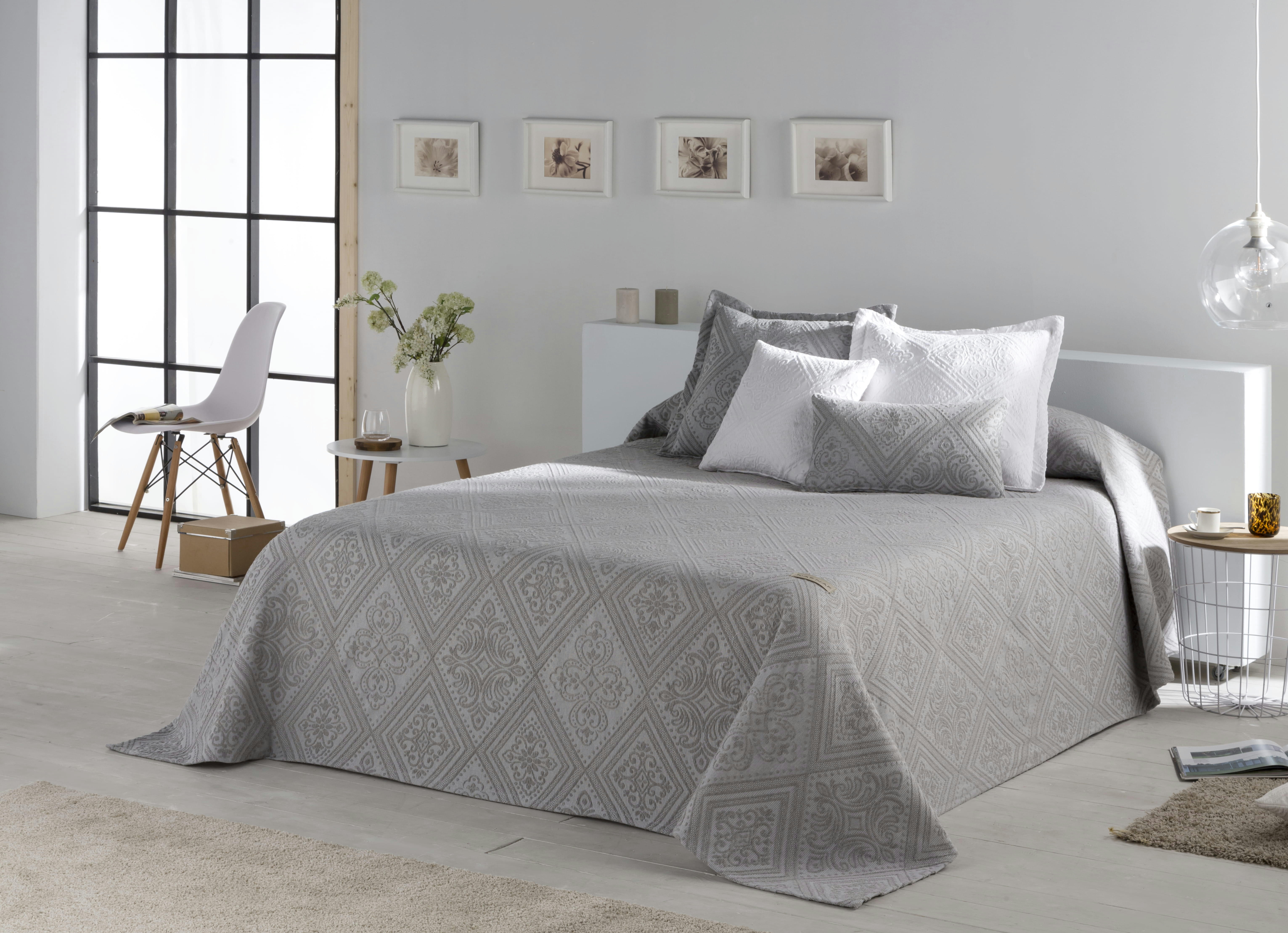 BRIANCE CL - Couvre lit en coton gris 180x270