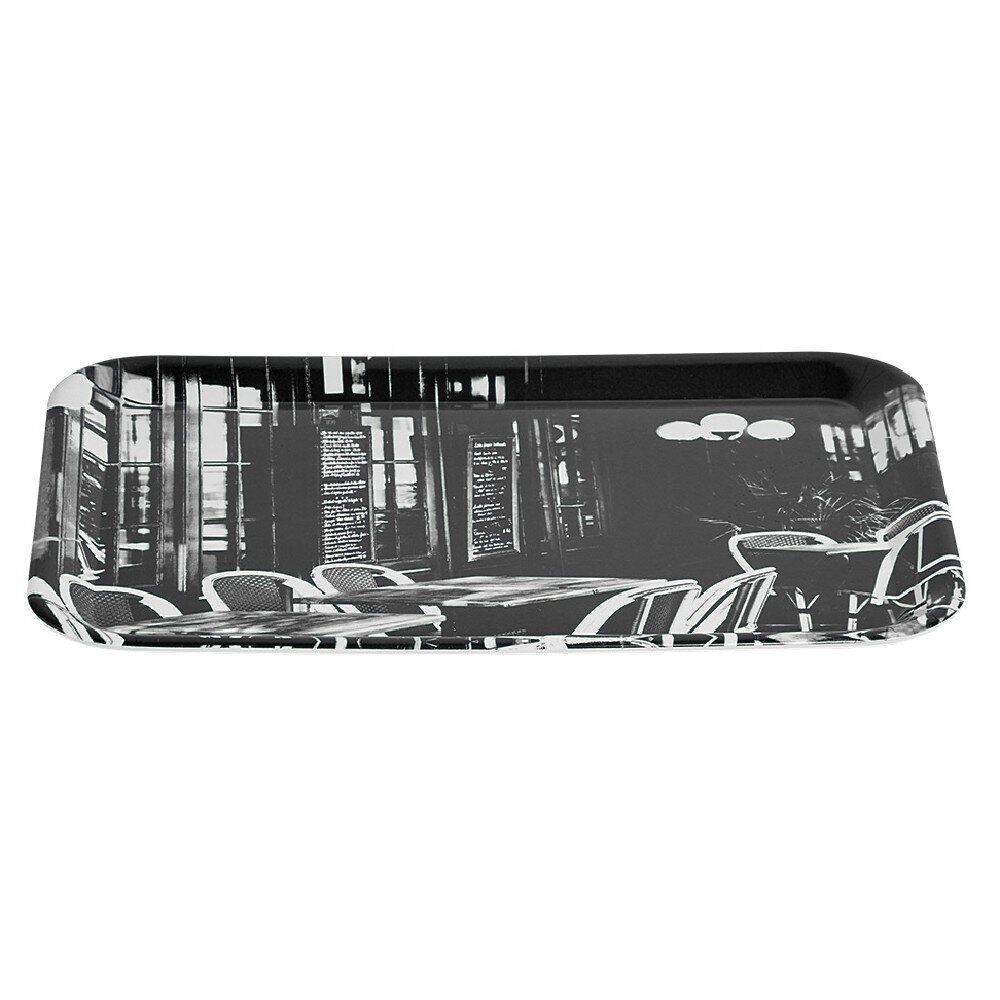 Plateau rectangulaire mélamine design bistrot noir et blanc