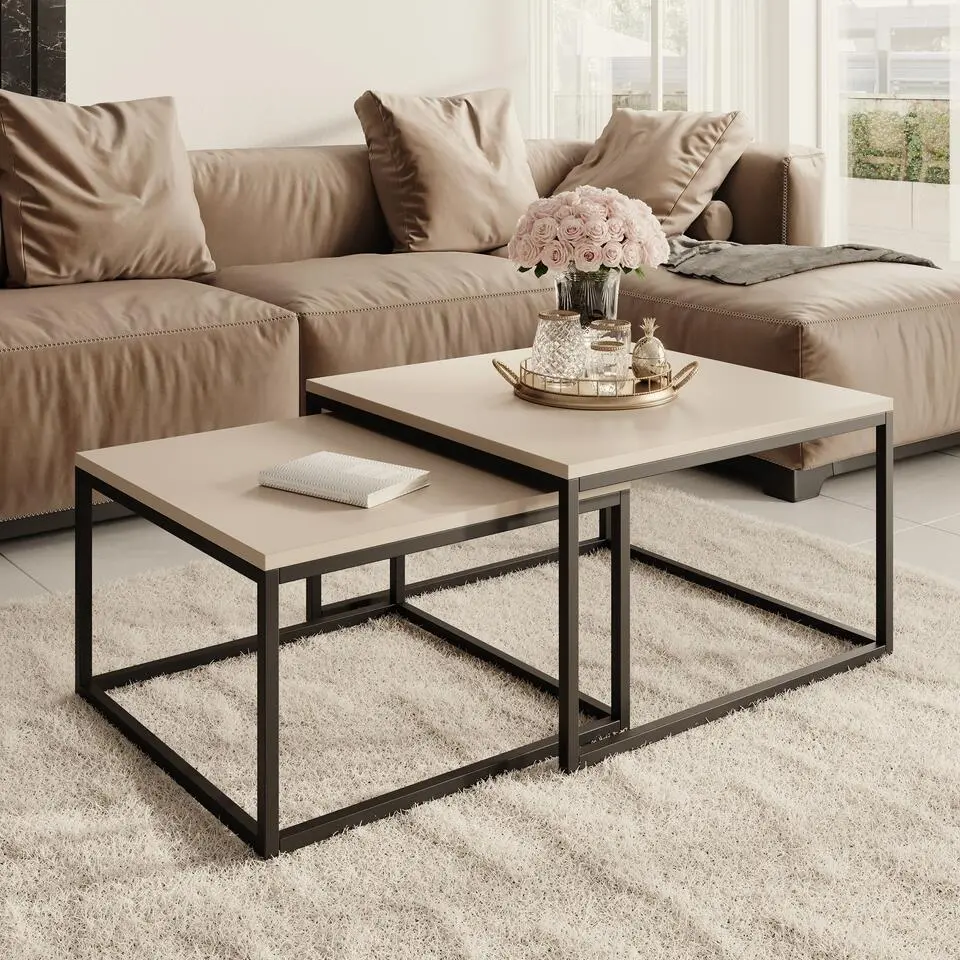 Meubella - Salontafel Styler - Beige - set van 2