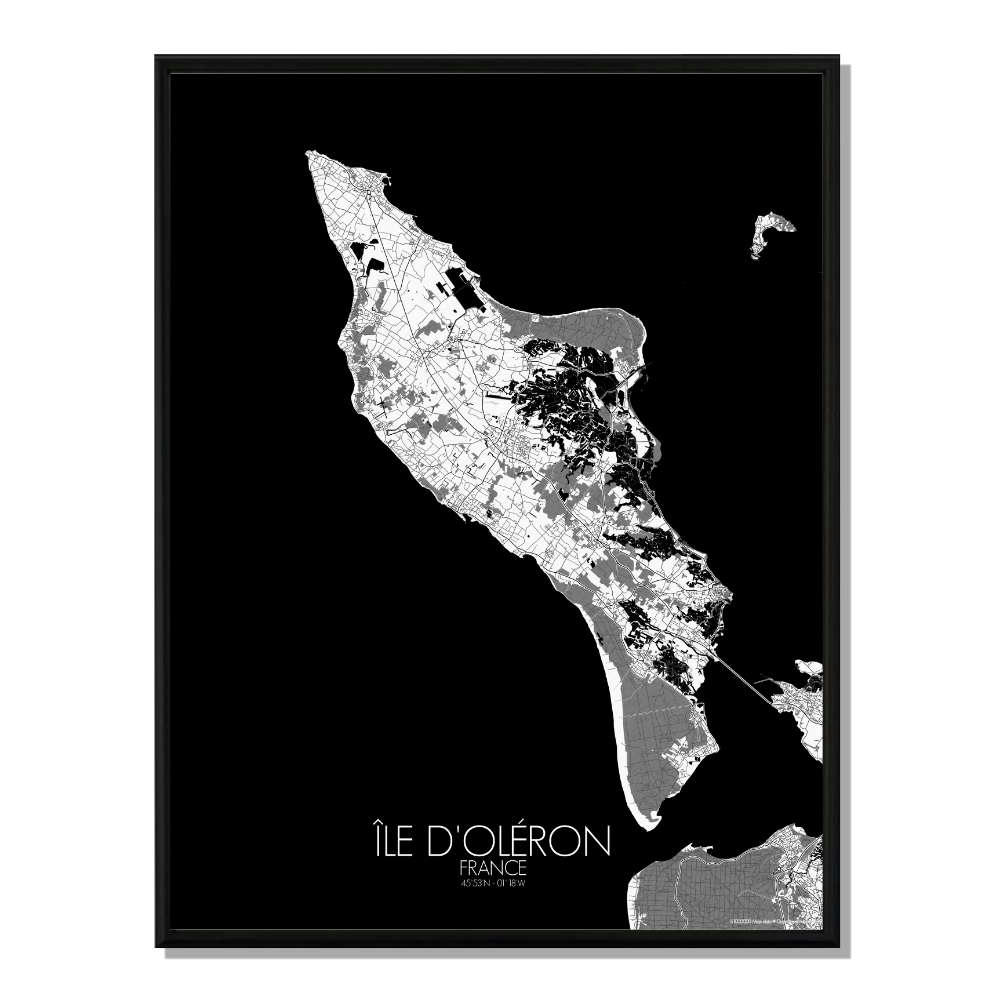 - Affiche Oléron Carte N&B 40x50