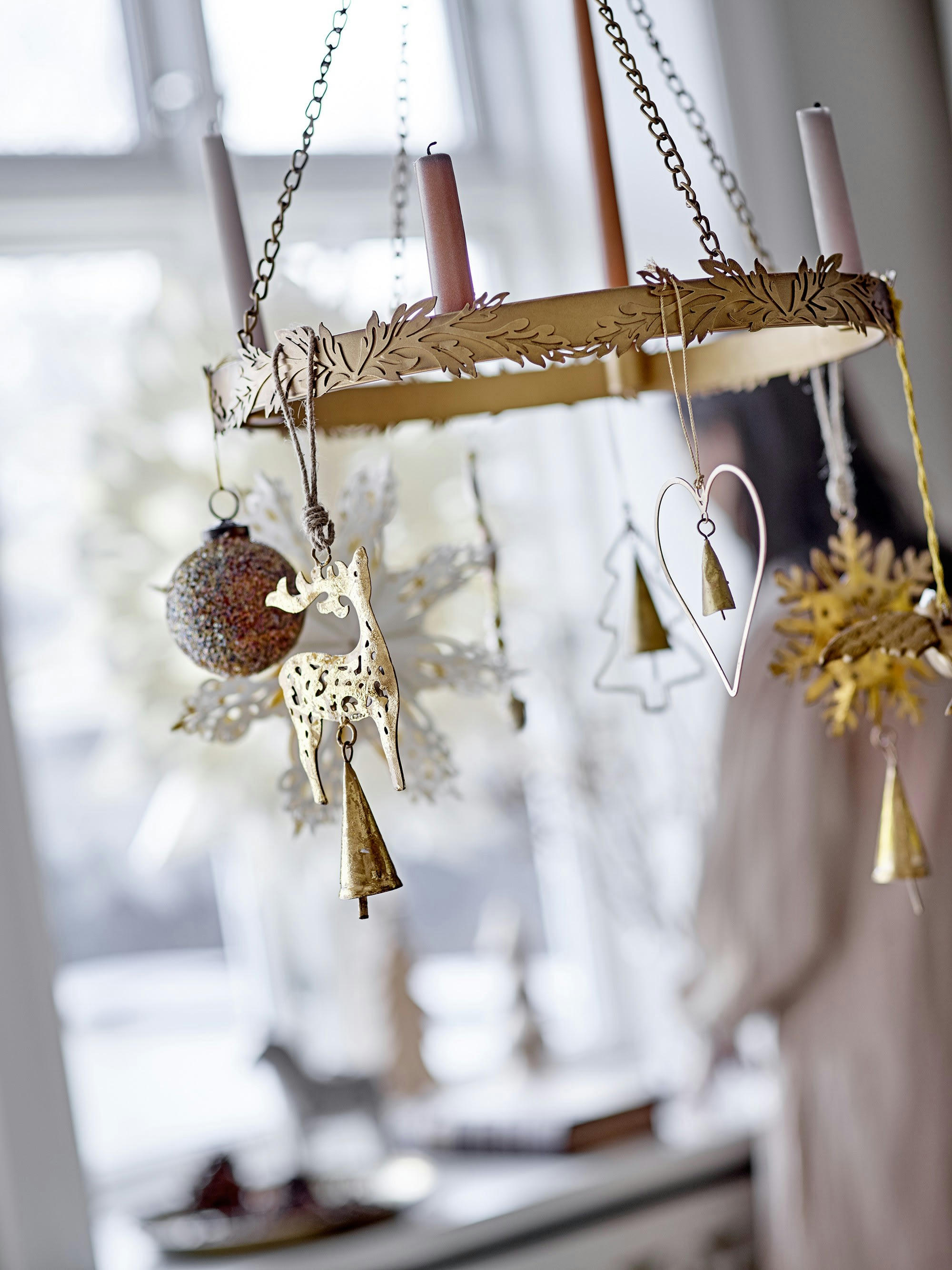 WENZE - Bougeoir de l'Avent en métal doré