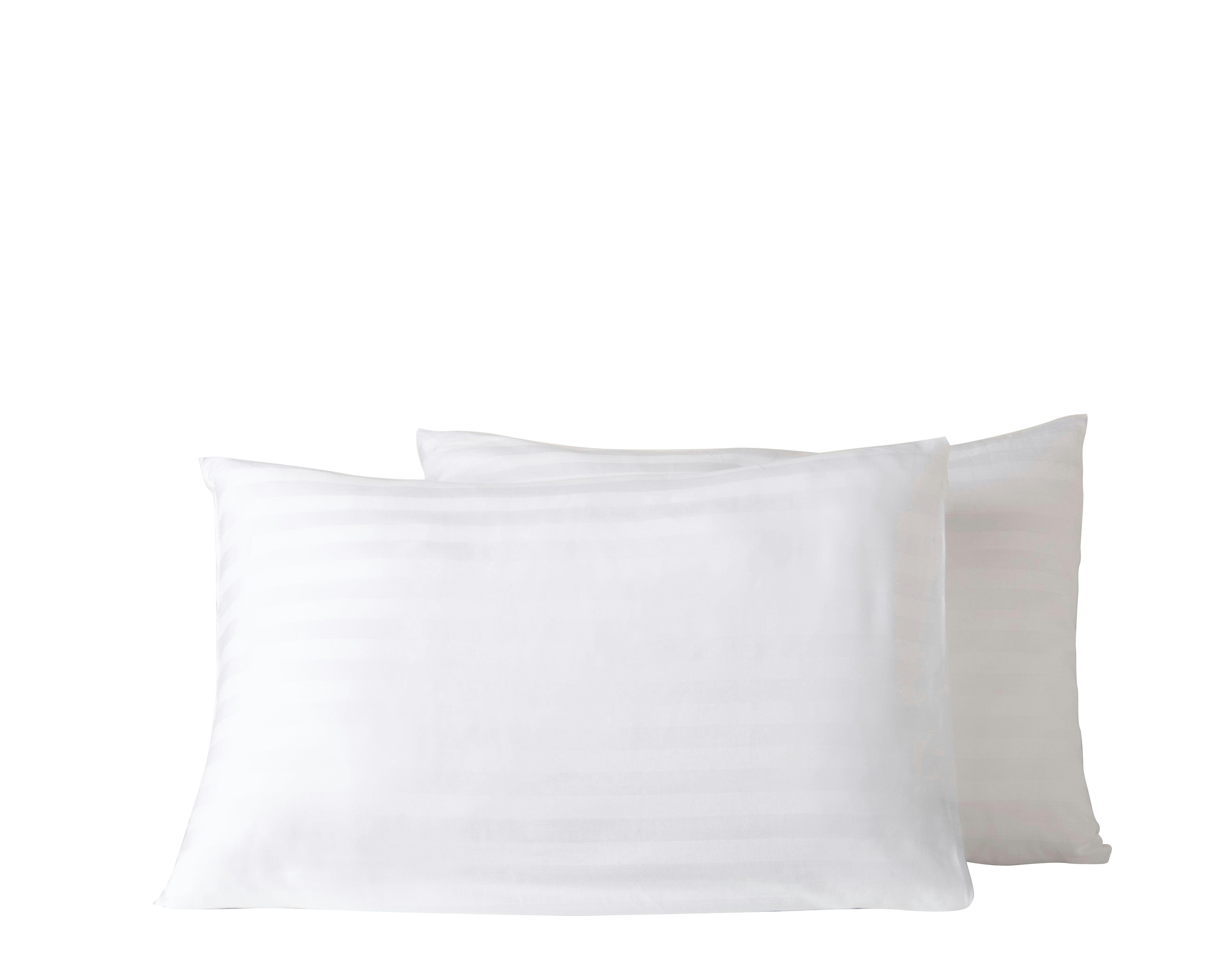 ANNA - Ensemble deux taies d'oreiller blanc rayures blanches satin 50x70cm