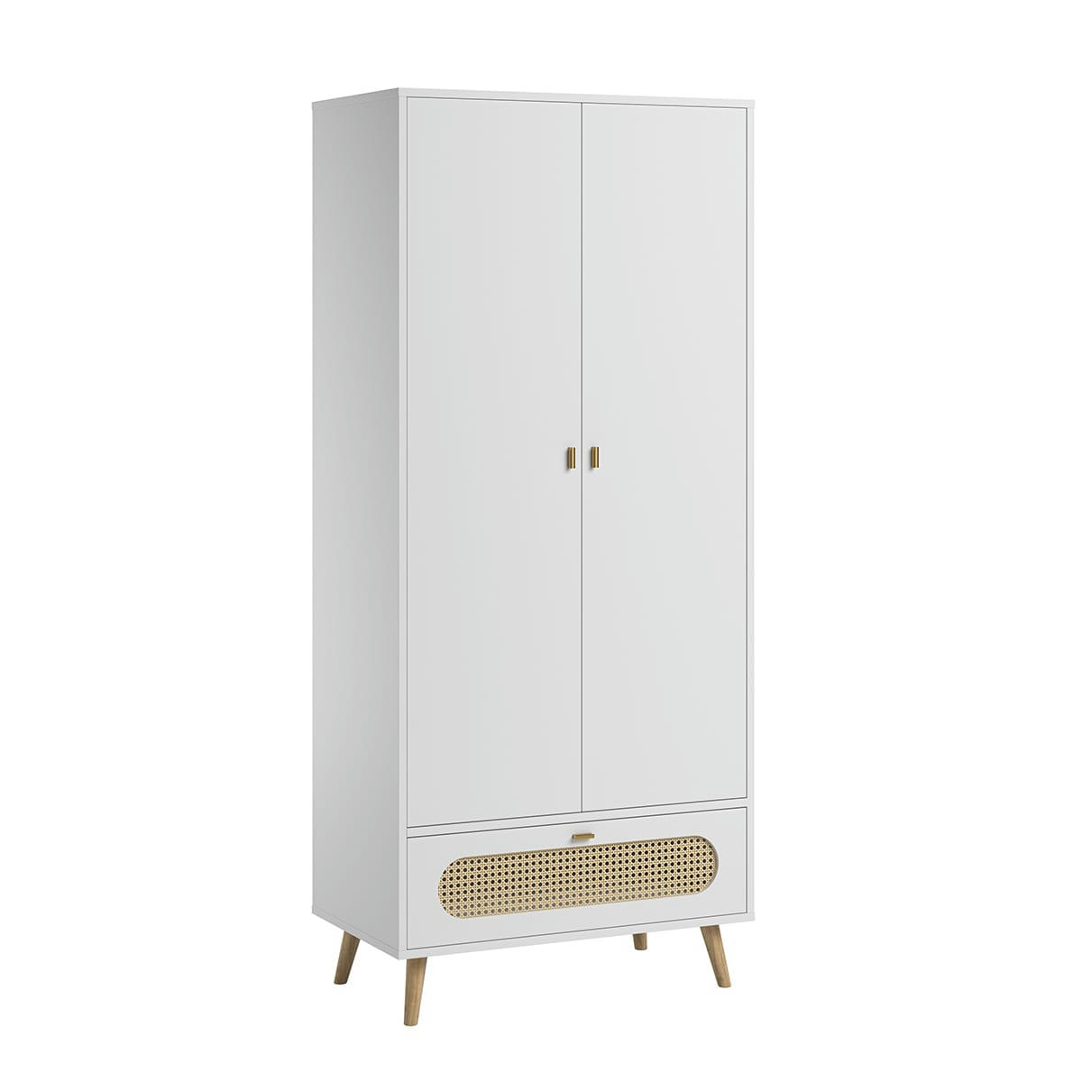 CANNE - Armoire 2 portes 1 tiroir blanc