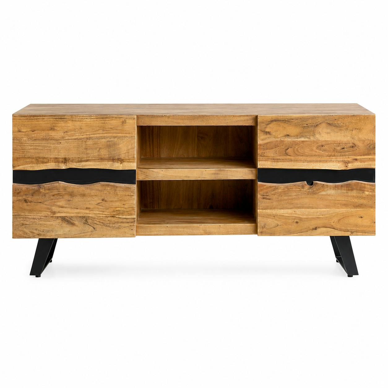 Meuble TV en bois d'acacia 2 portes CANYON