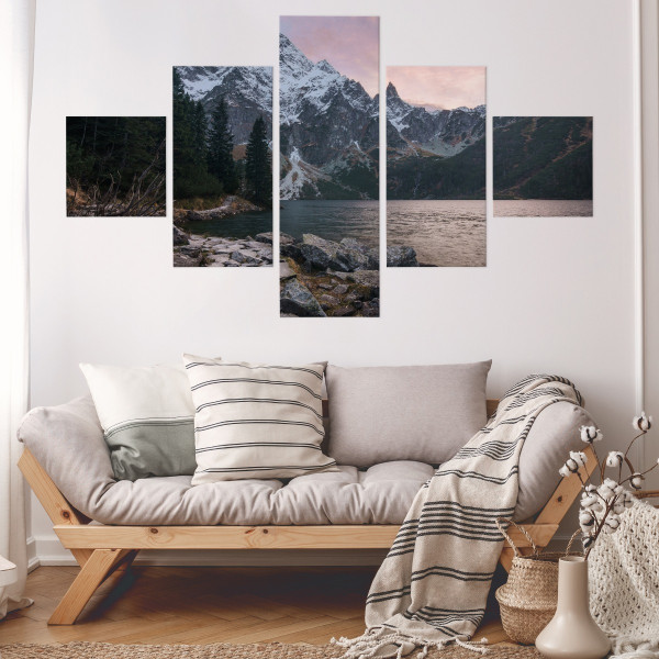 Obraz Wieloczęściowy PEJZAŻ Górskie Jezioro 3D 150x90cm