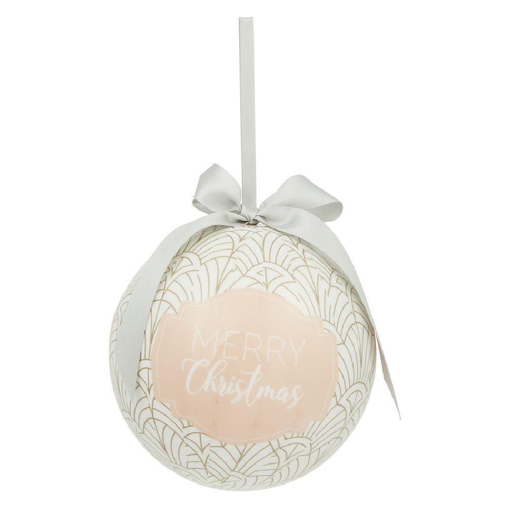 Boule de No&euml;l motif et inscription Merry Christmas Ø12 cm