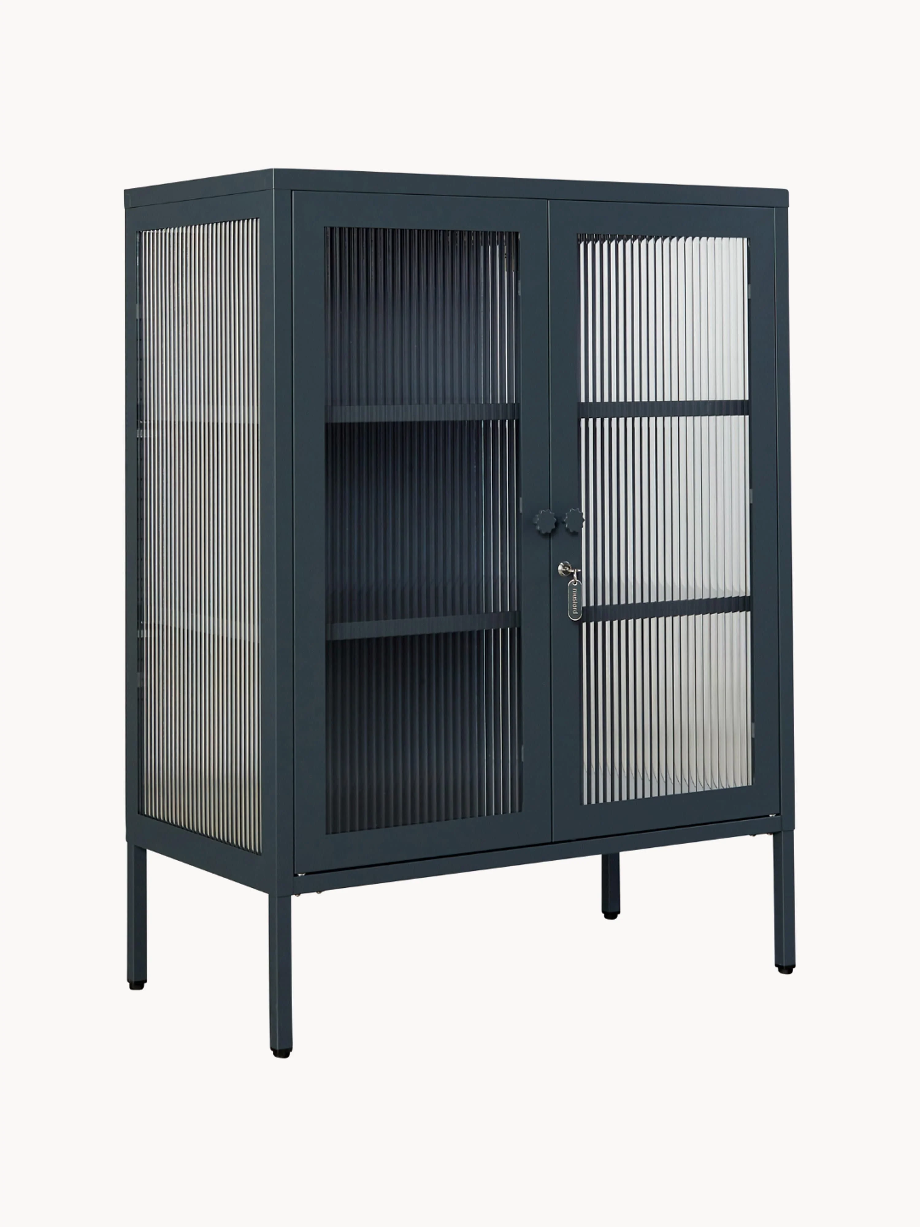 Metall-Vitrine The Mixer mit geriffeltem Glas