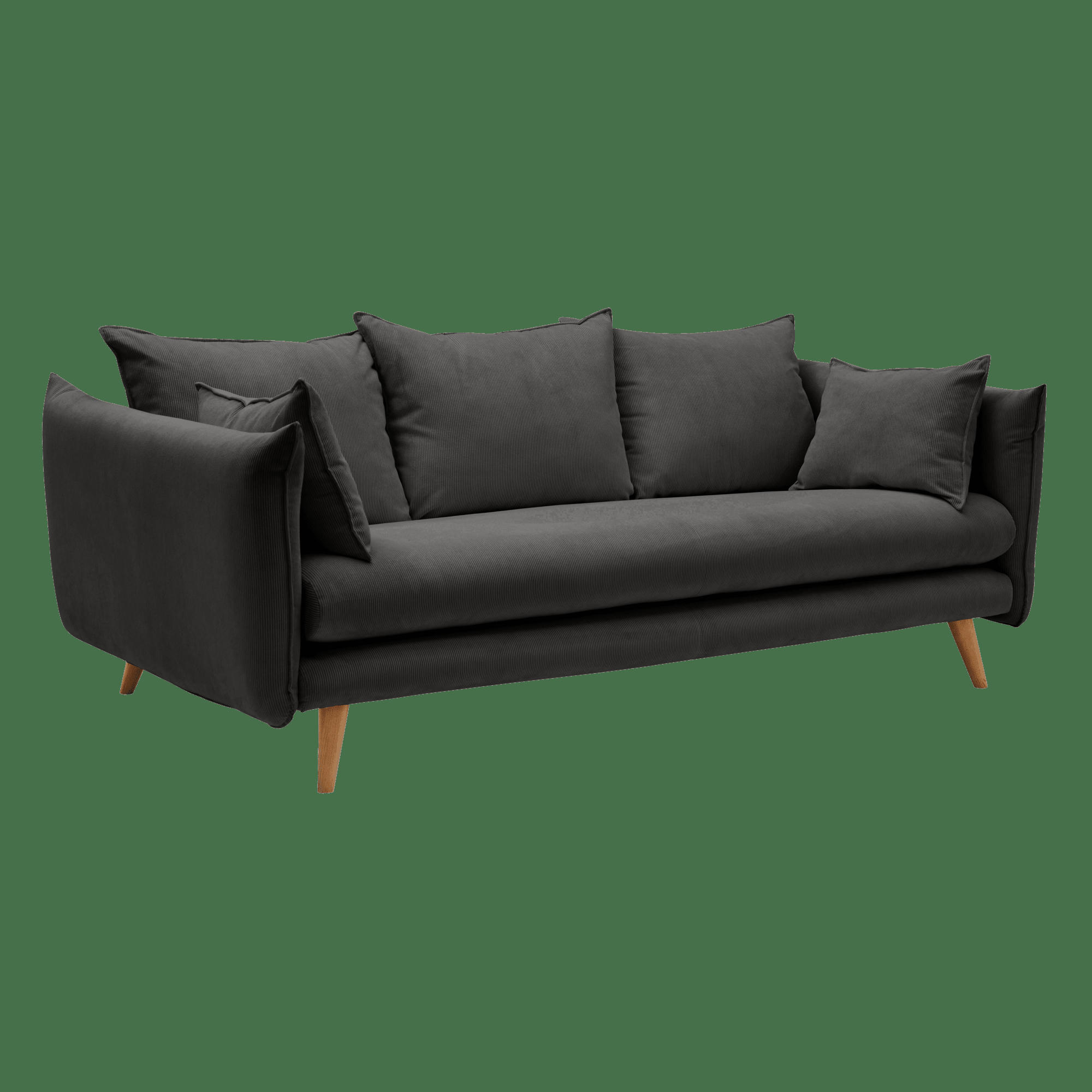 ORION - Canapé velours côtelé Anthracite 3 places