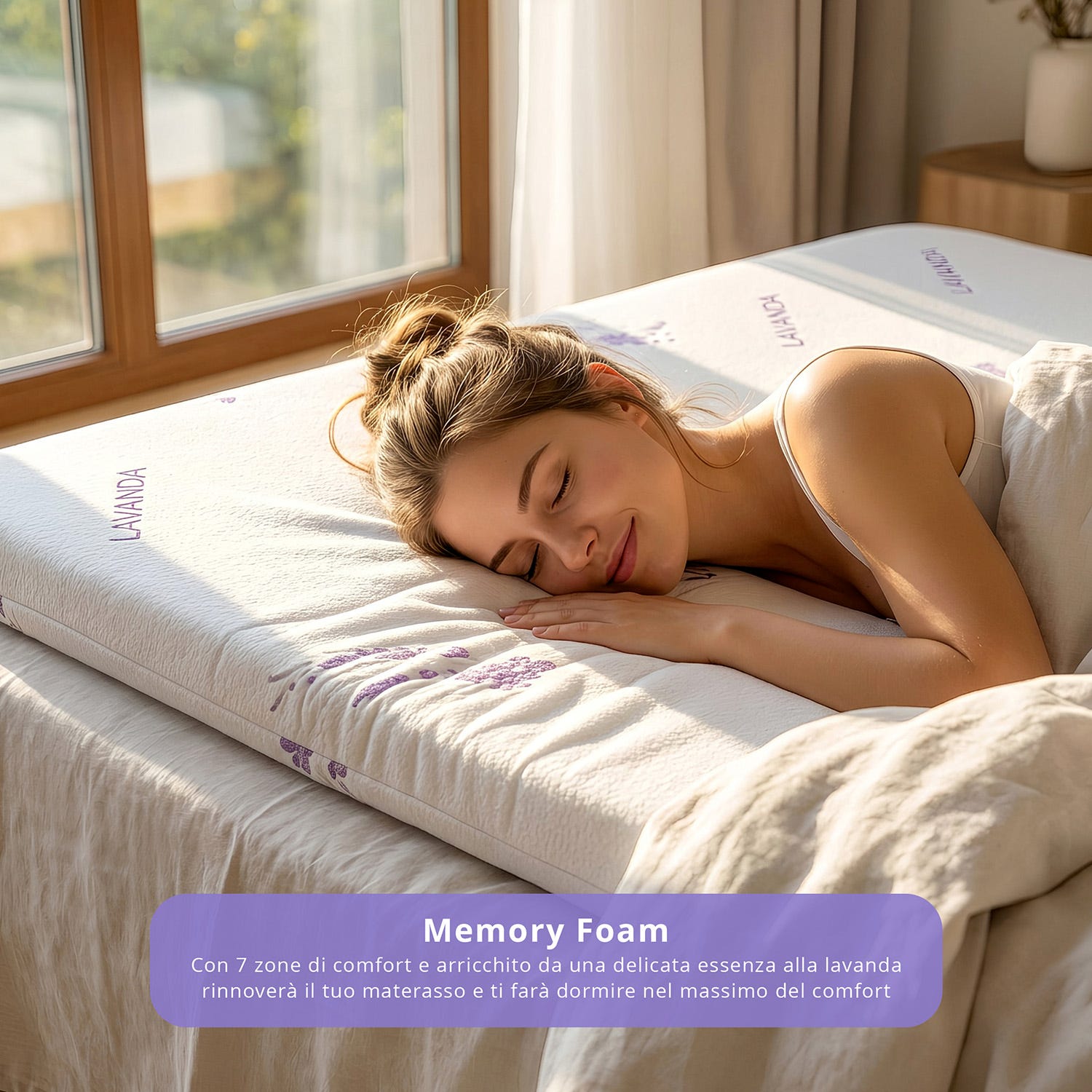 Topper matrimoniale Lavanda memory 7 zone comfort