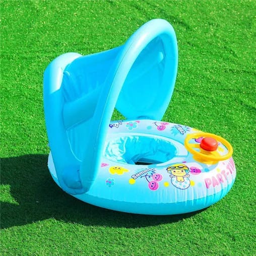 NNEOBA Baby Swim Ring Inflatable Seat with Sunshade(Blue)