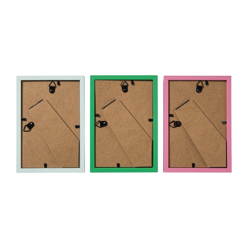 Fotolijsten set van 3 - groen/roze/blauw - 10x15 cm