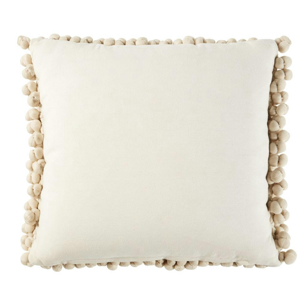 MOLTONE - Coussin boules tricotées écrues 45x45