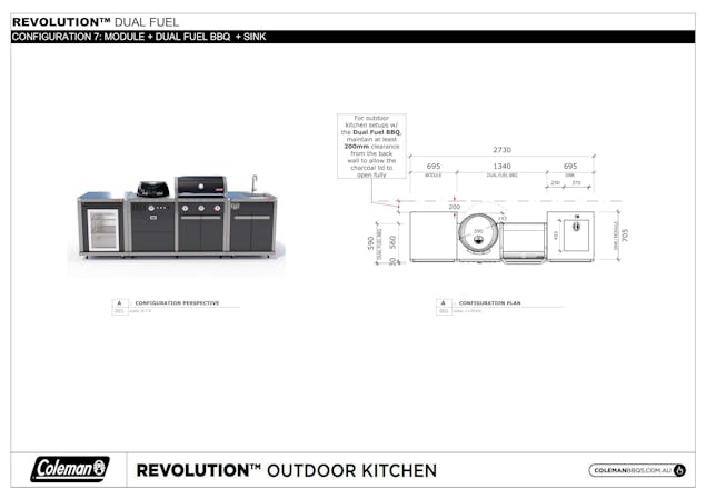 Coleman Revolution&trade; Dual Fuel Kitchenwith Sink and Fridge Modules - Black Matte
