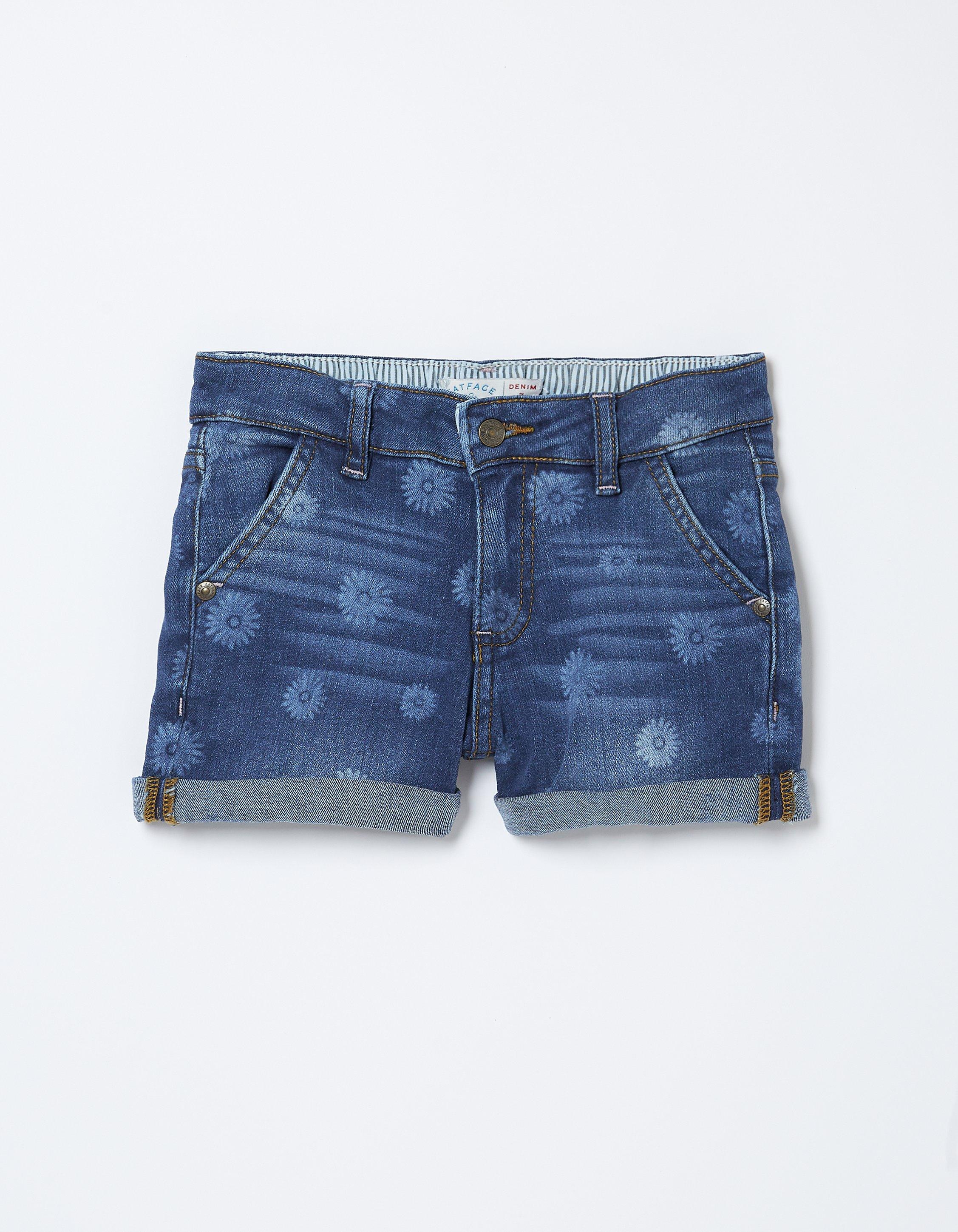 Laser Print Denim Shorts